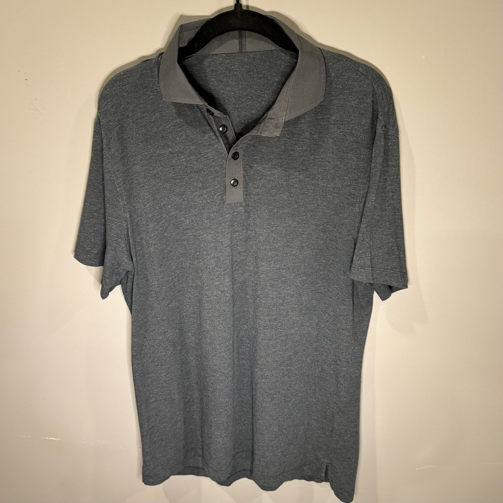 Lululemon Men's‎ Charcoal Knit Polo Shirt, Size L, EUC